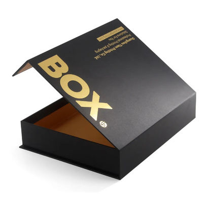 Rigid Folding Black Paper Packaging Magnet Closure Lid Cardboard Foldable Magnetic Gift Box With Logo