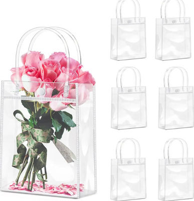 Custom Bag Logo PVC Gift Packaging Snap Closure Plastic PVC Clear Gift Tote Bag