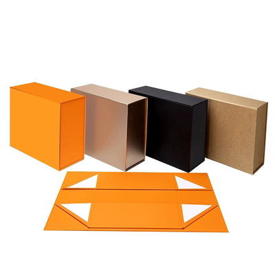 Orange Color  Luxury Rigid Flat Folding Magnetic Gift Packaging Paper Box