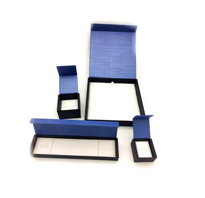 Magnetic Paper Box Cardboard Rigid Jewelry Packaging Custom Blue Necklace Box