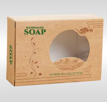 Full Color Printing Brown Kraft Paper Small Handmade Soap Packaging Paper Box Custom