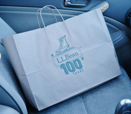 Recyclable Brown Paper Shopping Bag Custom Printed With Reusable Handles