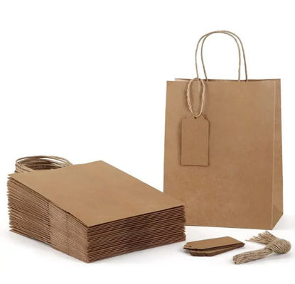 Custom Logo Brown Kraft Paper Bags Reusable Kraft Packaging Bag With Handles