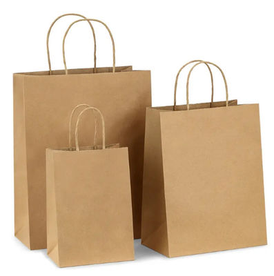 Custom Logo Brown Kraft Paper Bags Reusable Kraft Packaging Bag With Handles