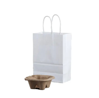 Eco Friendly Recyclable White Small Paper Bag With Handles For Retail And Grocery