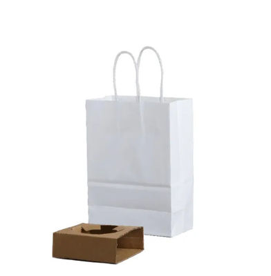 Eco Friendly Recyclable White Small Paper Bag With Handles For Retail And Grocery