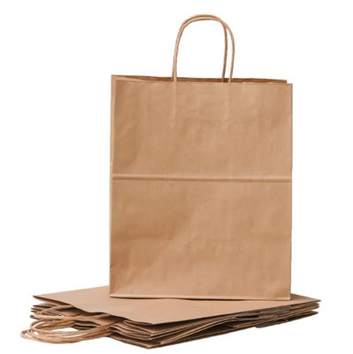 Recyclable Kraft Paper Bag With Twisted Handle Reusable Paper Shopping Bags Logo Printed