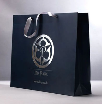 Luxury Black Paper Apparel Packaging Gift Shopping Bag Customized Branded Logo