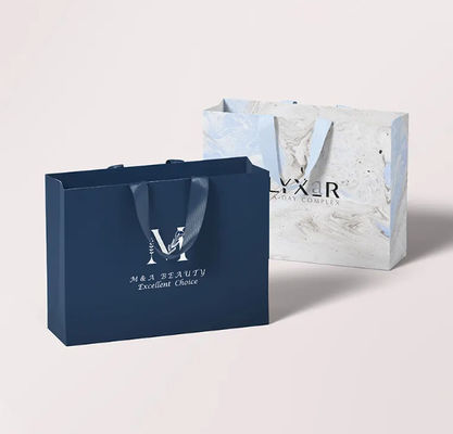 Custom Printed Shopping Gift Packaging Paper Bag Luxury Black White Retail Thick Paper Bag