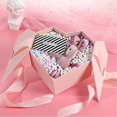 Rigid Valentine's Day Bow Gift Box With Top And Bottom Cover Large Gift Packaging Box