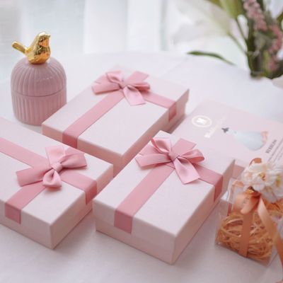 Rigid Valentine's Day Bow Gift Box With Top And Bottom Cover Large Gift Packaging Box