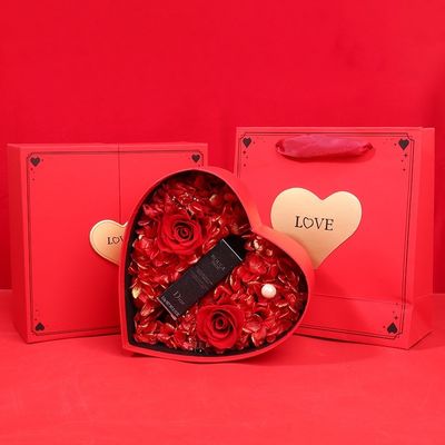 Rigid Valentine's Day Bow Gift Box With Top And Bottom Cover Large Gift Packaging Box