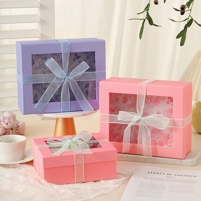 Valentine's Day Rigid Gift Box Creative Window With Bow Exquisite Box