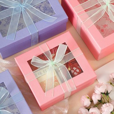 Valentine's Day Rigid Gift Box Creative Window With Bow Exquisite Box