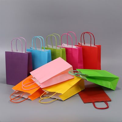 Reusable  flat bottom paper bags christmas paper gift bags paper twist handle bags