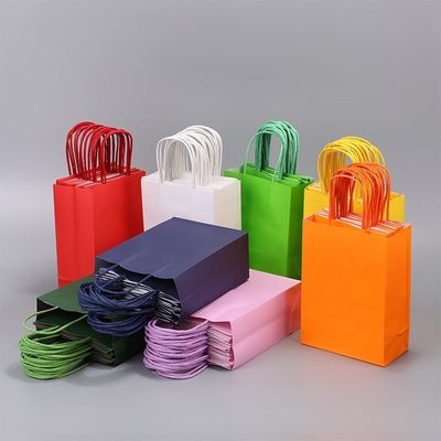Reusable  flat bottom paper bags christmas paper gift bags paper twist handle bags