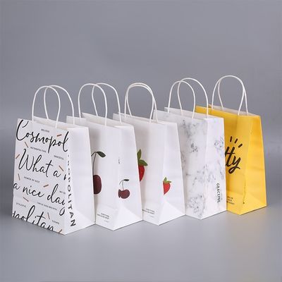 Reusable  flat bottom paper bags christmas paper gift bags paper twist handle bags