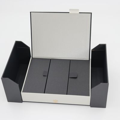 Customized Double Door Tea Packaging Box Black Specialty Paper Magnetic Closure Tea Gift Cardboard Box