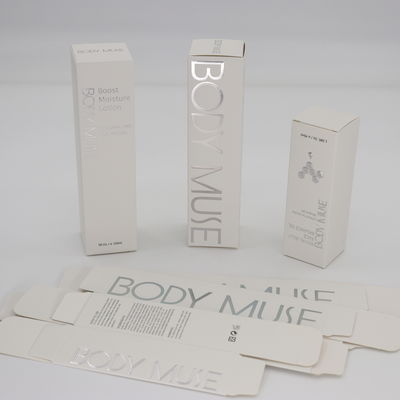Simple Customized Cosmetics Packaging Boxes Essential Oil Packaging Box Skincare Card Box With Silver Stamping Logo