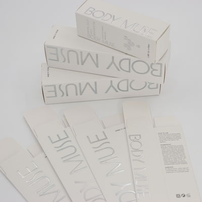 Simple Customized Cosmetics Packaging Boxes Essential Oil Packaging Box Skincare Card Box With Silver Stamping Logo