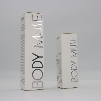 Simple Customized Cosmetics Packaging Boxes Essential Oil Packaging Box Skincare Card Box With Silver Stamping Logo