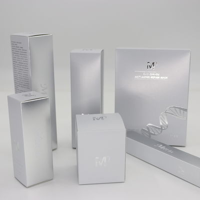 High-End Customized Silver Cosmetic Packaging Boxes Skin Care Box Packaging Box Silver Stamping Logo