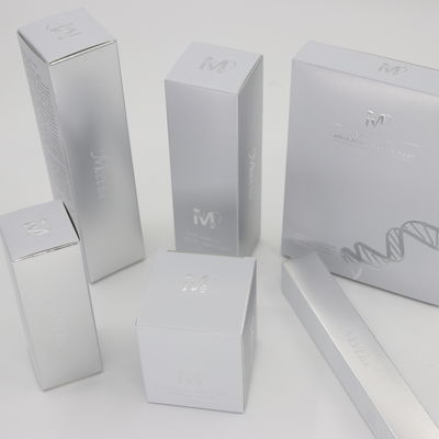 High-End Customized Silver Cosmetic Packaging Boxes Skin Care Box Packaging Box Silver Stamping Logo