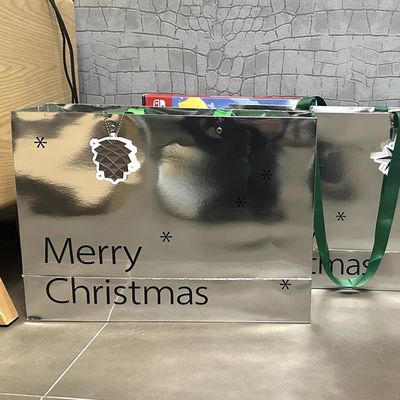 Custom Silver Card Ins Style Christmas Birthday Horizontal Large Gift  Handbag