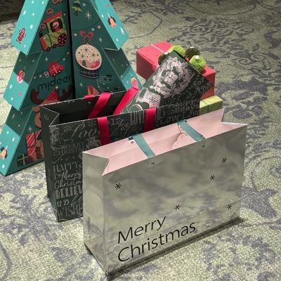 Custom Silver Card Ins Style Christmas Birthday Horizontal Large Gift  Handbag