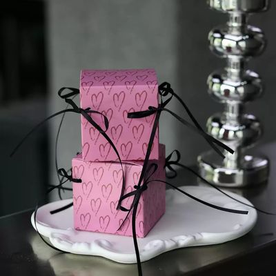 Custom Pink Wedding Candy Box Chocolate Bread Box Bow Gift Folding Box Wedding Table Candy