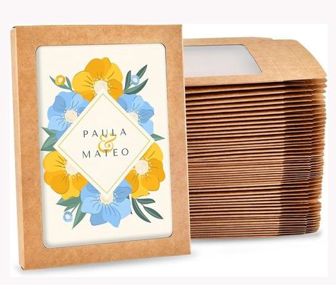 Custom Kraft Paper Window Folding Paper Box Postcard Photo Frame Packaging Box Holiday Greeting Card