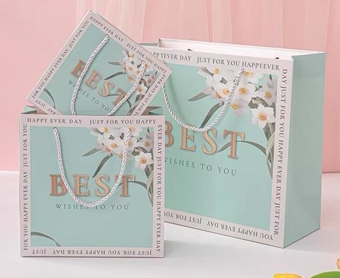 Customized Thick White Cardboard Tote Bag Color Printing Cosmetic Gift Bag Clothing Shopping Paper Bag