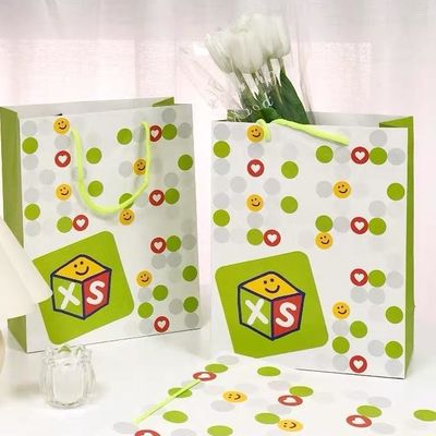 Clothing Store Flower Paper Shopping Bags Holiday Gift Packaging Bags Tote Bags Custom Printed Logo