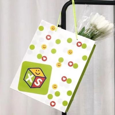 Clothing Store Flower Paper Shopping Bags Holiday Gift Packaging Bags Tote Bags Custom Printed Logo
