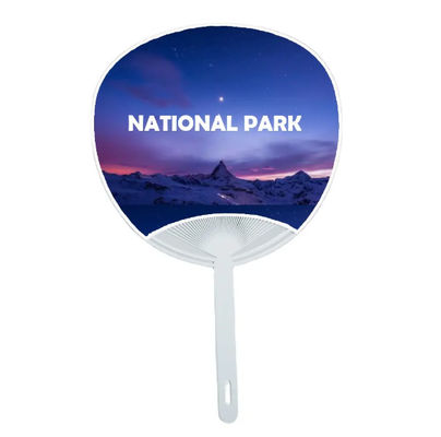 Handle Paper Hand Fans For Promotion Color Printed Plastic Artificial Hand Fan