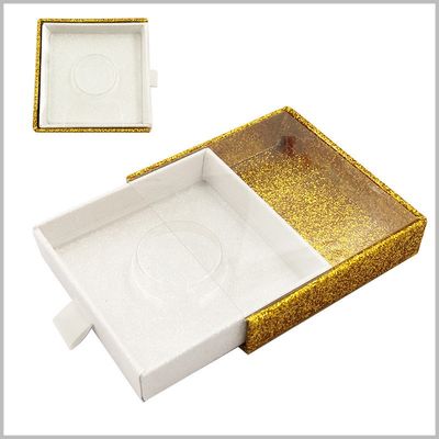 Custom Glitter Eyelash Packaging Box With Money Print Design And Clear Slide Cover