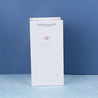 Cute Tall Paper Gift Bags With Rope Handle Planet Print Design For Baby Gifts And Parties