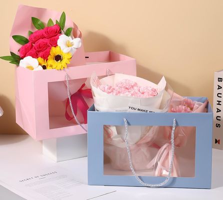 Gift Bag Simple Transparent Tote Bag Window Flowers Valentine'S Day Gift Bag Cheap Paper Bag