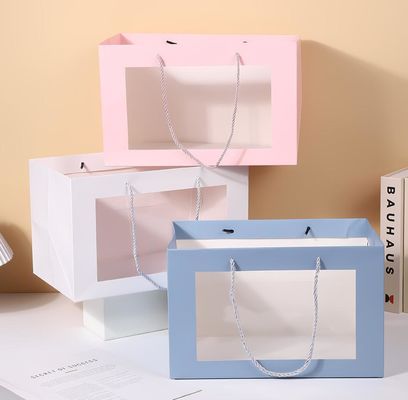 Gift Bag Simple Transparent Tote Bag Window Flowers Valentine'S Day Gift Bag Cheap Paper Bag