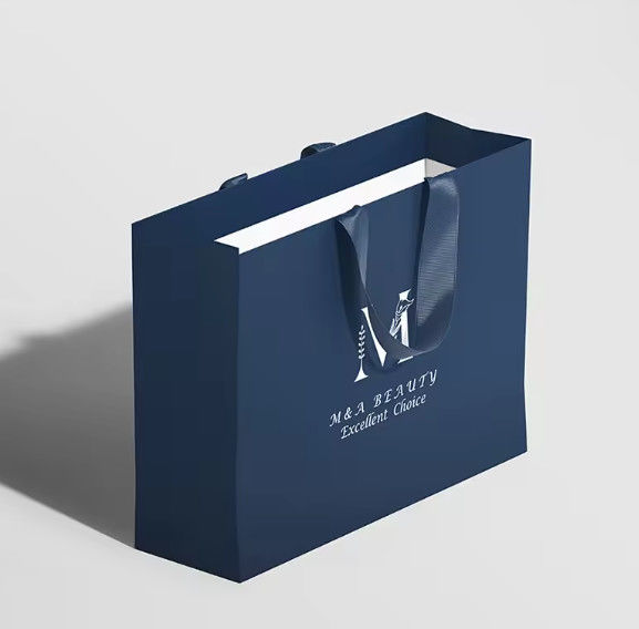 Custom Printed Shopping Gift Packaging Paper Bag Luxury Black White Retail Thick Paper Bag