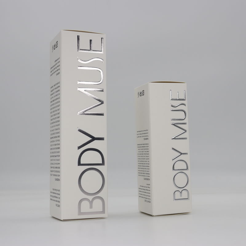 Simple Customized Cosmetics Packaging Boxes Essential Oil Packaging Box Skincare Card Box With Silver Stamping Logo