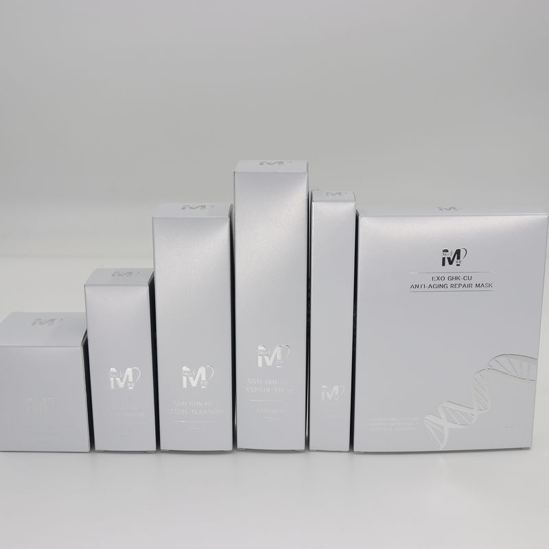 High-End Customized Silver Cosmetic Packaging Boxes Skin Care Box Packaging Box Silver Stamping Logo