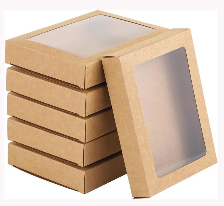 Custom Kraft Paper Window Folding Paper Box Postcard Photo Frame Packaging Box Holiday Greeting Card