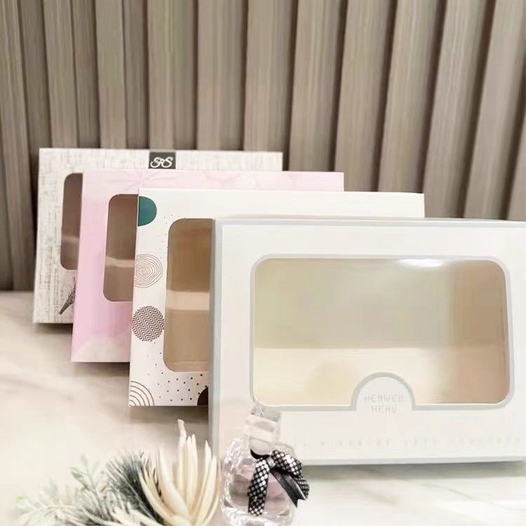 Window Color Box Packaging Rectangular Display Box For Underwear Socks Towel