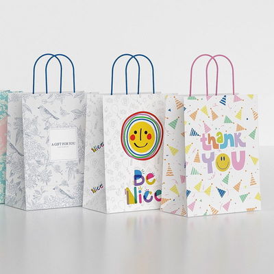 Harga yang bagus Natal Custom Print Logo Kantong Belanja Kertas Kraft Dengan Genggam on line