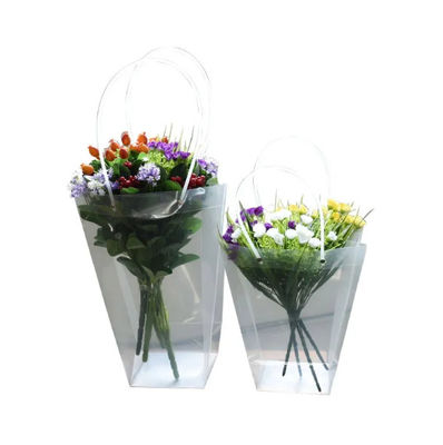 PVC Transparent Gift Bag Custom Plastic Handbag Flower Hand Basket Packing Bag