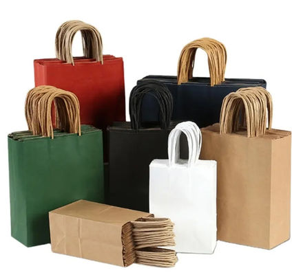 Bio Degradable Customizable Kraft Paper Bag With Handle Gift Bag Eco Friendly Shopping Paper Bag