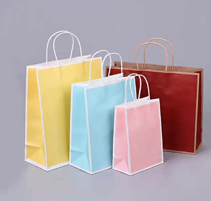 Custom Logo Reusable Paper Bags Boutique Paper Bags For Retail Stores With Handle