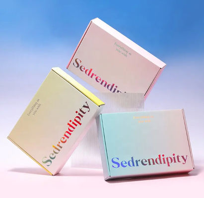 Environmental Folding Packaging Boxes Custom Logo Laser Gradient Color Display Carton Clothing Express Box Logistics