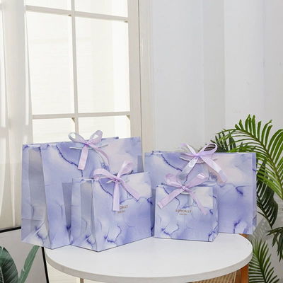 New Style Bow Hand Gift Shopping Bag Custom Color Logo Design Kraft Paper Shopping Bag